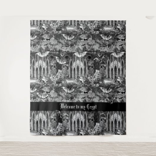 Gothic Vampires Crypt Friedhofszene mit Fledermäus Wandteppich (Vorderseite)