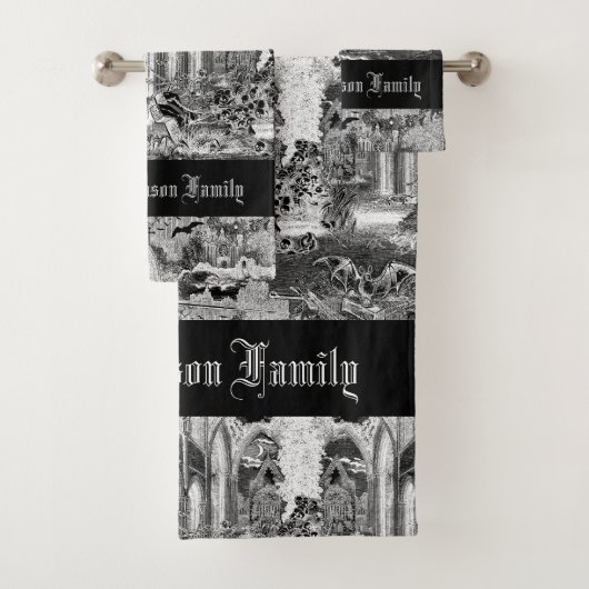 Gothic Vampires Crypt Graves Bats Skulls Goth Badhandtuch Set (Insitu)