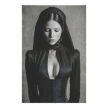 Gothic-Velour-Kapuzenporträt geschlossene Augen