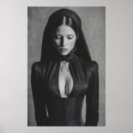 Gothic Velvet Hooded Portrait Closed Eyes Poster