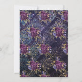 Gothic Verziert Dark Lila Floral Gold Wedding Einladung (Rückseite)