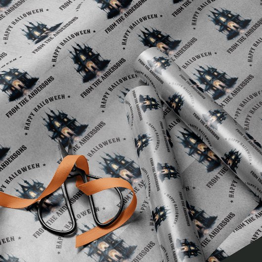 Gothic Victorian Haunted House Happy Halloween Geschenkpapier