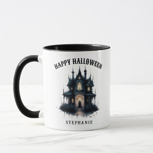 Gothic Victorian Haunted House Happy Halloween Tasse (Links)