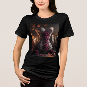 Gothic-Victorian-Korsett lila Rosen Herbst Tri-Blend Shirt