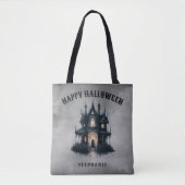 Gothic Victorian Spukhaus Frohes Halloween Tasche (Vorderseite)