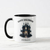 Gothic Victorian Spukhaus Frohes Halloween Tasse (Links)
