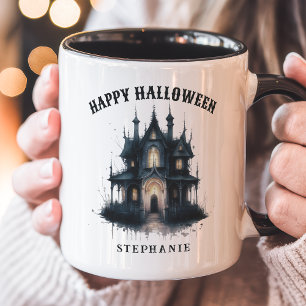 Gothic Victorian Spukhaus Frohes Halloween Tasse