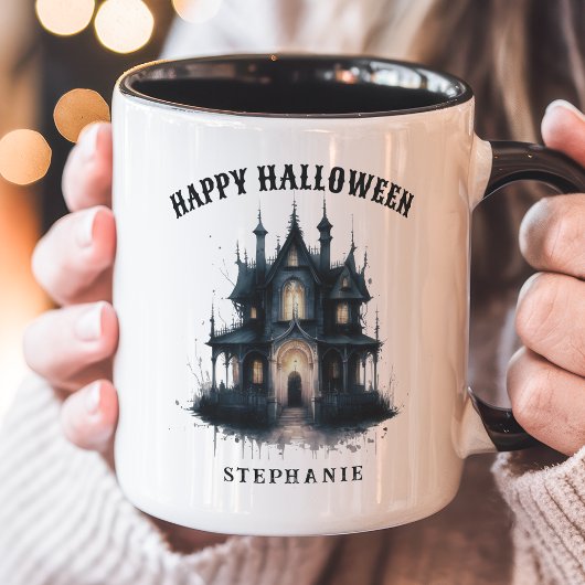 Gothic Victorian Spukhaus Frohes Halloween Tasse