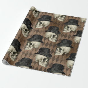 Gothic-Victorian-Totenköpfe Vintage-Hut dunkle Rho Geschenkpapier