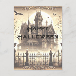 Gothic Victorian Vintage Gruseliges Frohes Hallowe Feiertagspostkarte
