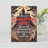 Gothic Viktorianisch Altes Vintages Halloween-Part Einladung (Stehend Vorderseite)