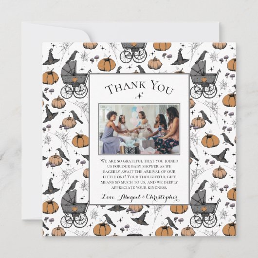 Gothic Viktorianisch Baby Carriage Dankeschön Card Einladung (Vorderseite)