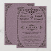 Gothic Viktorianisch Damask Wedding Invites Einladung (Vorne/Hinten)