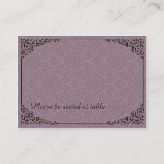 Gothic Viktorianisch Damask Wedding Platzkarten (Rückseite)