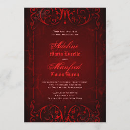 Gothic Viktorianisch Deep Red Wedding Einladung