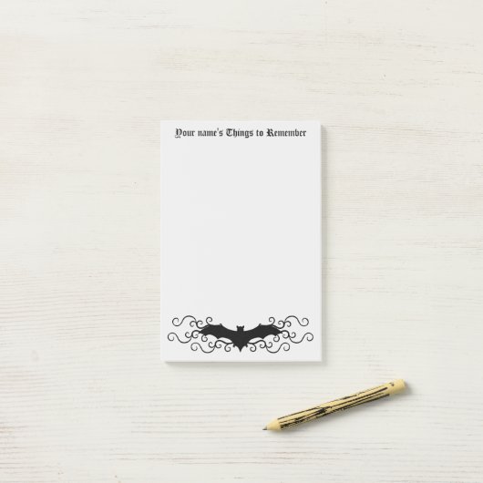 Gothic Viktorianisch Fledermaus Post-it Klebezettel (Auf Schreibtisch)