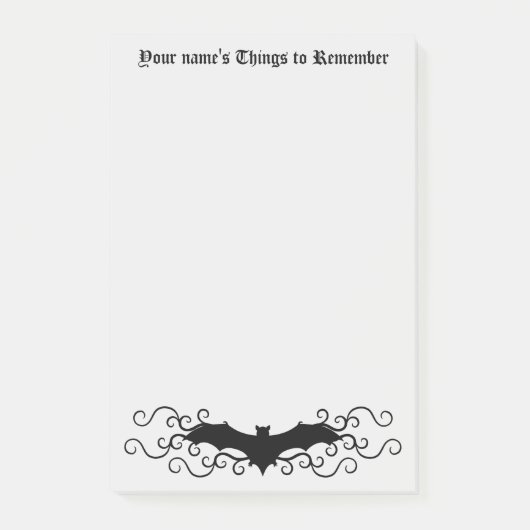 Gothic Viktorianisch Fledermaus Post-it Klebezettel (Vorderseite)
