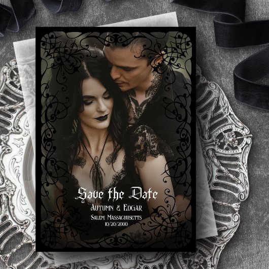 Gothic Viktorianisch Foto Wedding Save the Date Einladung
