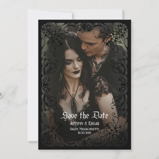 Gothic Viktorianisch Foto Wedding Save the Date Einladung (Vorderseite)