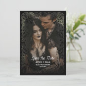 Gothic Viktorianisch Foto Wedding Save the Date Einladung (Stehend Vorderseite)
