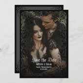 Gothic Viktorianisch Foto Wedding Save the Date Einladung (Vorne/Hinten)