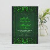 Gothic Viktorianisch Ghoulish Green Wedding Einladung (Stehend Vorderseite)