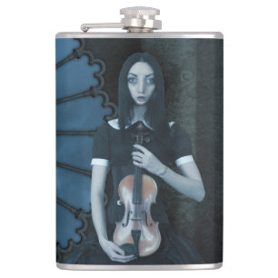 Gothic Viktorianisch Girl Holding Violin Dark Fant Flachmann