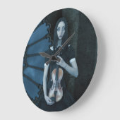 Gothic Viktorianisch Girl Holding Violin Dark Fant Große Wanduhr (Winkel)