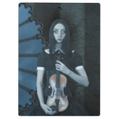 Gothic Viktorianisch Girl Holding Violin Dark Fant Klemmbrett (Rückseite)