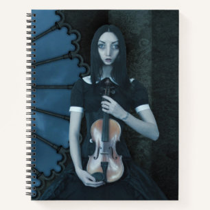 Gothic Viktorianisch Girl Holding Violin Dark Fant Notizblock