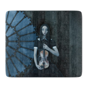 Gothic Viktorianisch Girl Holding Violin Dark Fant Schneidebrett