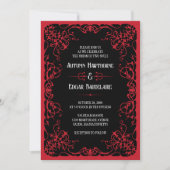 Gothic Viktorianisch Red Black Wedding Einladung (Vorderseite)