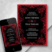Gothic Viktorianisch Red Black Wedding Einladung