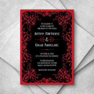 Gothic Viktorianisch Red Black Wedding Einladung