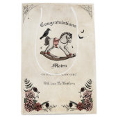 Gothic Viktorianisch Rocking Horse Girl Baby Showe Mittlere Geschenktüte (Vorderseite)