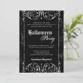 Gothic Viktorianisch Spooky Black Halloween-Party Einladung (Stehend Vorderseite)