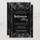 Gothic Viktorianisch Spooky Black Halloween-Party Einladung (Vorne/Hinten)