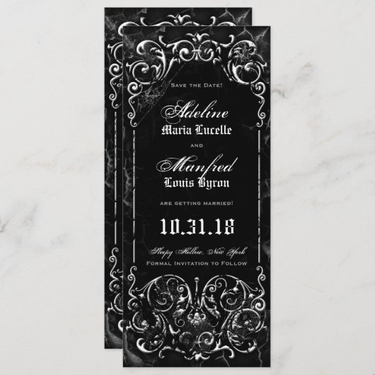 Gothic Viktorianisch Spooky Black Save the Date (Vorne/Hinten)