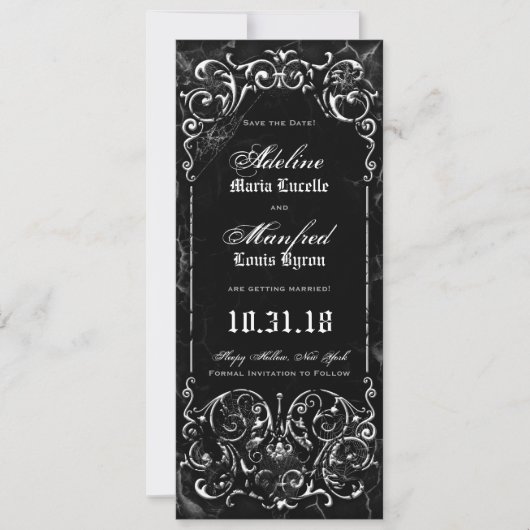 Gothic Viktorianisch Spooky Black Save the Date (Vorderseite)