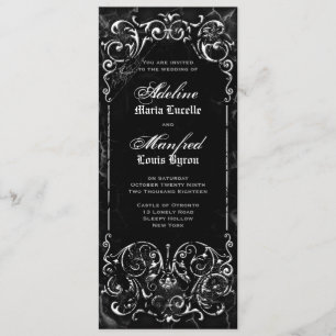 Gothic Viktorianisch Spooky Black & White Wedding Einladung