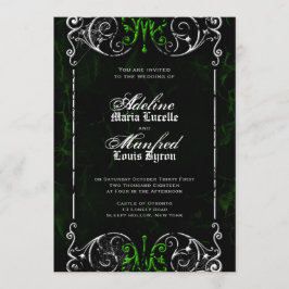 Gothic Viktorianisch Spooky Green Wedding Einladun Einladung