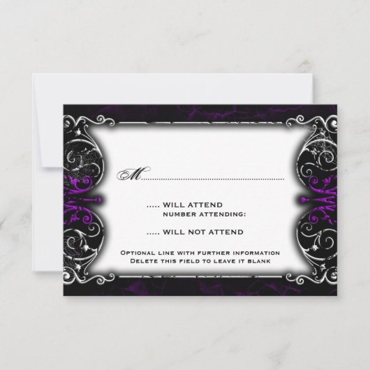 Gothic Viktorianisch Spooky Lila RSVP Card Karte (Vorderseite)
