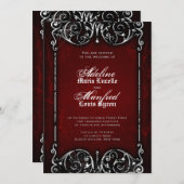 Gothic Viktorianisch Spooky Red, Black & White Wed Einladung (Vorne/Hinten)