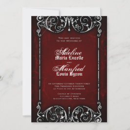 Gothic Viktorianisch Spooky Red, Black & White Wed Einladung