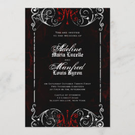 Gothic Viktorianisch Spooky Red, Black & White Wed Einladung