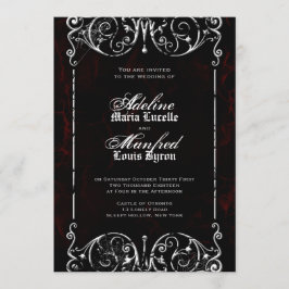 Gothic Viktorianisch Spooky Red, Black & White Wed Einladung