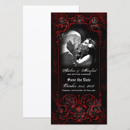 Gothic Viktorianisch Spooky Red Custom Save the Da Date (Vorne/Hinten)