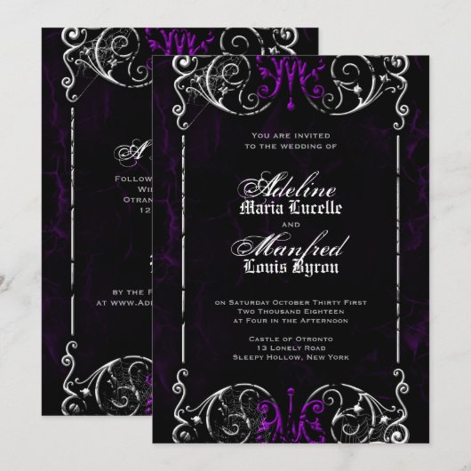 Gothic Viktorianisch Spooky Wedding Einladung (Vorne/Hinten)