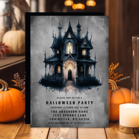 Gothic Viktorianisch Spuk House Halloween-Party Einladung