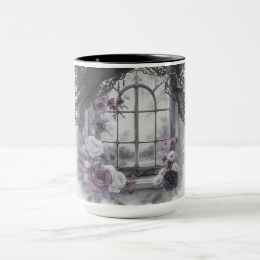 Gothic Viktorianisch Window Lila Rose Rahmen Art Tasse (Zentrum)